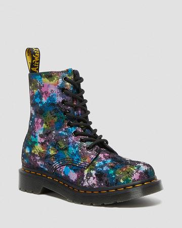 Dr Martens 1460 Pascal Confetti Ruskind Snørestøvler Dame Sort | DK 182DFM